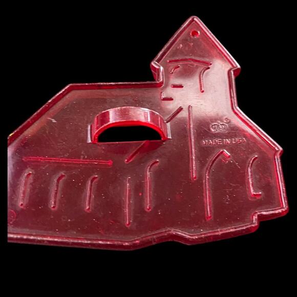 1970s Red Transparent HRM Country Church Plastic Cookie Cutter USA - Picture 5 of 5